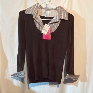 One Step Ahead Floral and Striped Blouse